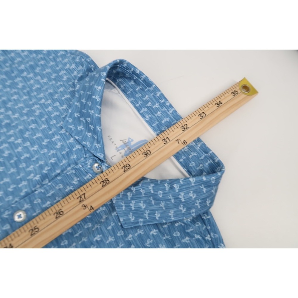 johnnie-O Featherweight Performance Polo Mojave Blue Cactus All Over Mens Large - Picture 13 of 13
